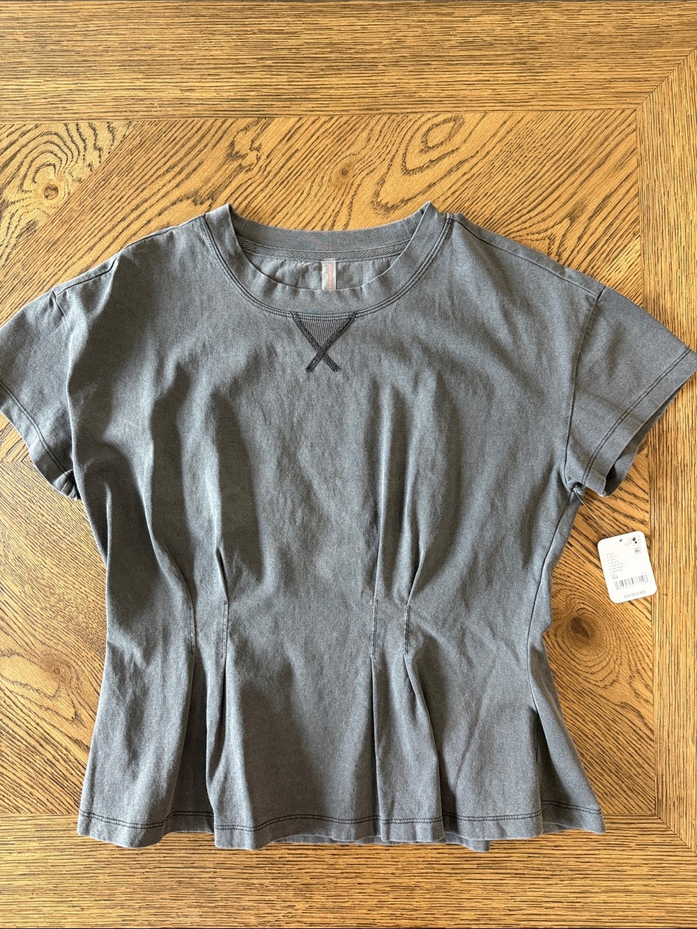 Free People Slate Gray Short-Sleeve Peplum Tee